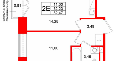 1-к. квартира, 32 м²