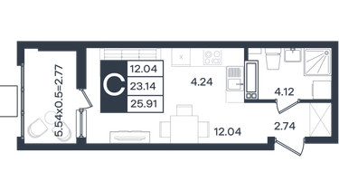 Студия, 25 м²