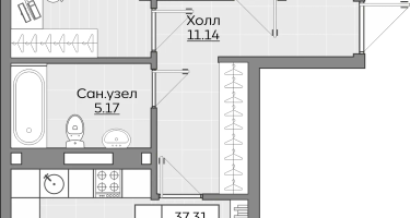 3-к. квартира, 62 м²