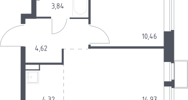 Студия, 38&nbsp;м²