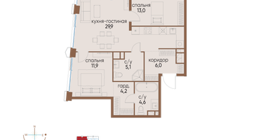 2-к. квартира, 78 м²