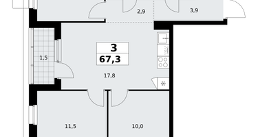 3-к. квартира, 67&nbsp;м²