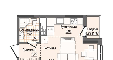Студия, 23 м²