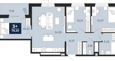3-к. квартира, 71 м²
