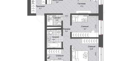 3-к. квартира, 74&nbsp;м²