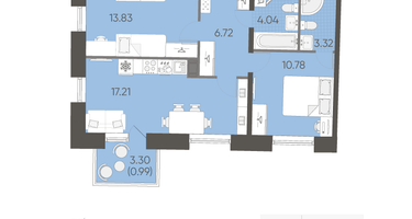 2-к. квартира, 56&nbsp;м²