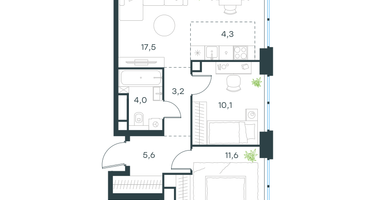 3-к. квартира, 56&nbsp;м²