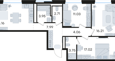 3-к. квартира, 84&nbsp;м²