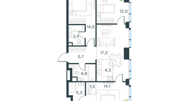 4-к. квартира, 83 м²