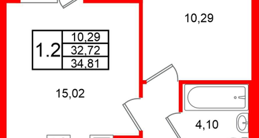 1-к. квартира, 32&nbsp;м²