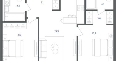 2-к. квартира, 58 м²
