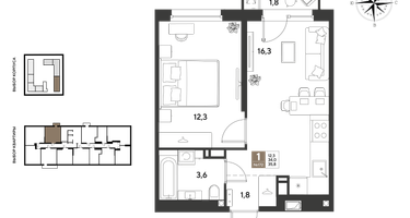 1-к. квартира, 35 м²