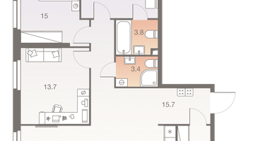 4-к. квартира, 97 м²