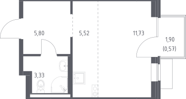 Студия, 26&nbsp;м²