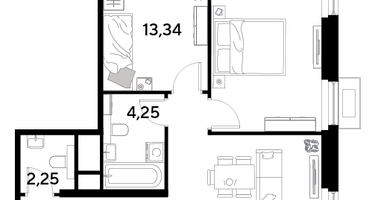 2-к. квартира, 61&nbsp;м²