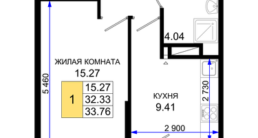 1-к. квартира, 33&nbsp;м²