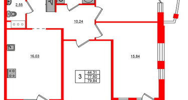 3-к. квартира, 79&nbsp;м²