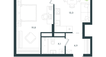 1-к. квартира, 42&nbsp;м²