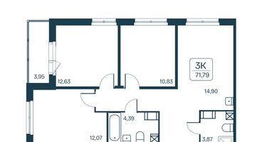 3-к. квартира, 71&nbsp;м²