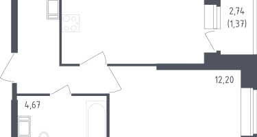 1-к. квартира, 36&nbsp;м²