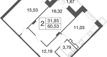 2-к. квартира, 60&nbsp;м²