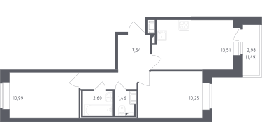 2-к. квартира, 47&nbsp;м²