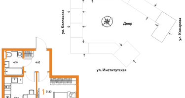 1-к. квартира, 31&nbsp;м²