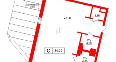 1-к. квартира, 83&nbsp;м²