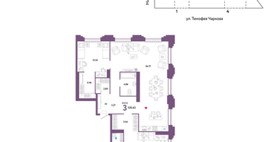 3-к. квартира, 128&nbsp;м²