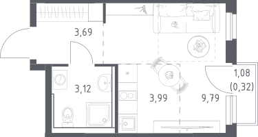 Студия, 20&nbsp;м²