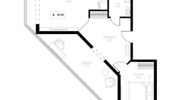 3-к. квартира, 81&nbsp;м²