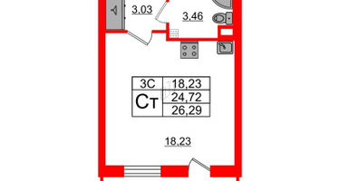 Студия, 24&nbsp;м²