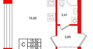 Студия, 22&nbsp;м²