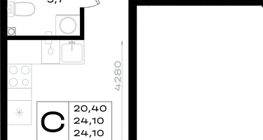 Студия, 24 м²