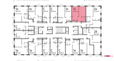 1-к. квартира, 36&nbsp;м²