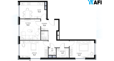 3-к. квартира, 78 м²