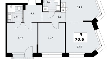 3-к. квартира, 70&nbsp;м²