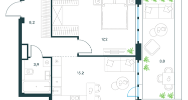1-к. квартира, 48 м²