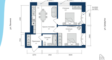 2-к. квартира, 45 м²