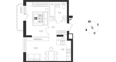 2-к. квартира, 41 м²