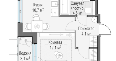 1-к. квартира, 32&nbsp;м²