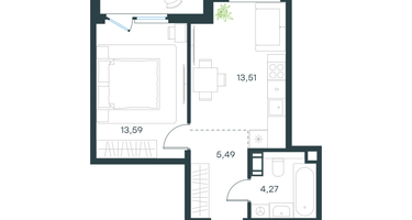 1-к. квартира, 39 м²