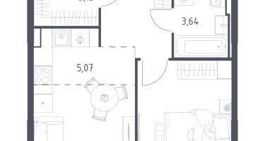Студия, 40&nbsp;м²