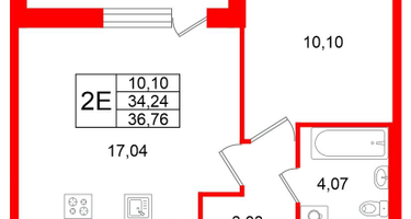 1-к. квартира, 34 м²