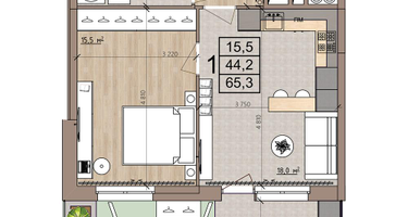 1-к. квартира, 65 м²