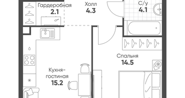 1-к. квартира, 40&nbsp;м²