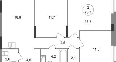 3-к. квартира, 73&nbsp;м²