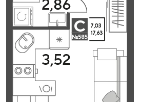 Студия, 17&nbsp;м²