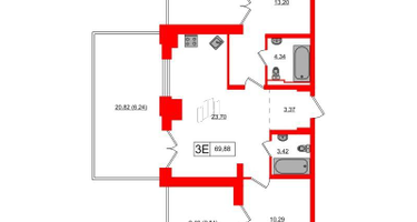 2-к. квартира, 69&nbsp;м²