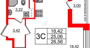 Студия, 25 м²